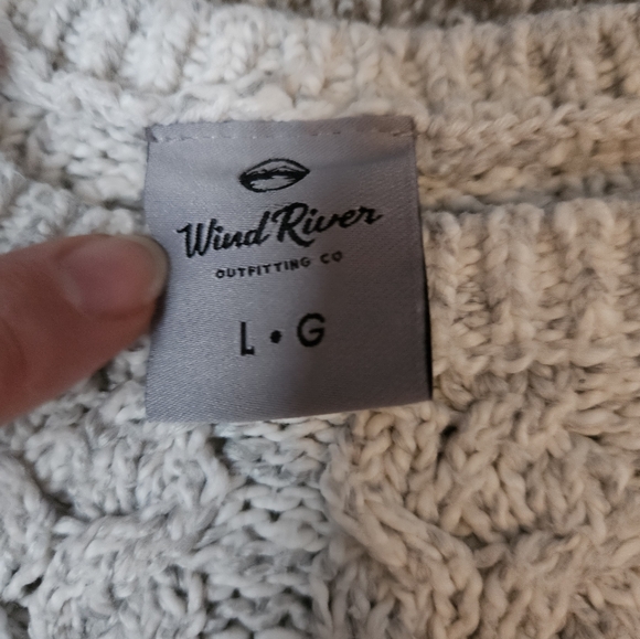 Wind River Nordic Fair Isle Cable Knit sweater warm oatmeal grey L fits like M - Picture 8 of 13